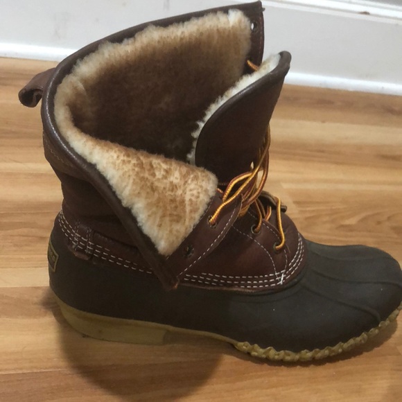 Mens LL Bean shearling lined boots size 12 - Picture 2 of 4